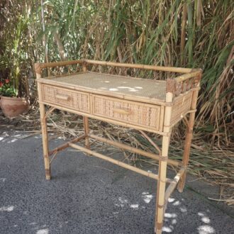 Escritorio Vintage de Bambú Natural y Rejilla Trenzada (Años 70) 9 1000657236