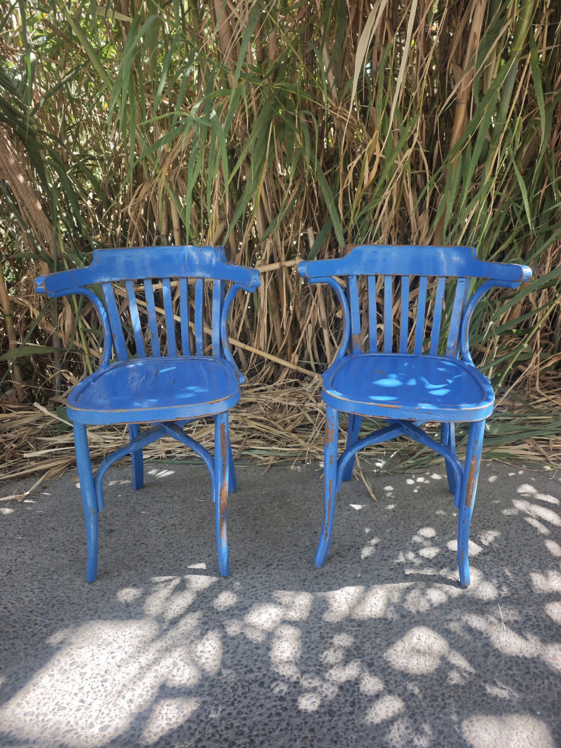 STonet Vintage Bistro Chairs in Blue - French Cafe Style55- Image Sillas Tonet Bistró Vintage en Azul - Estilo Café Francés - Image 5