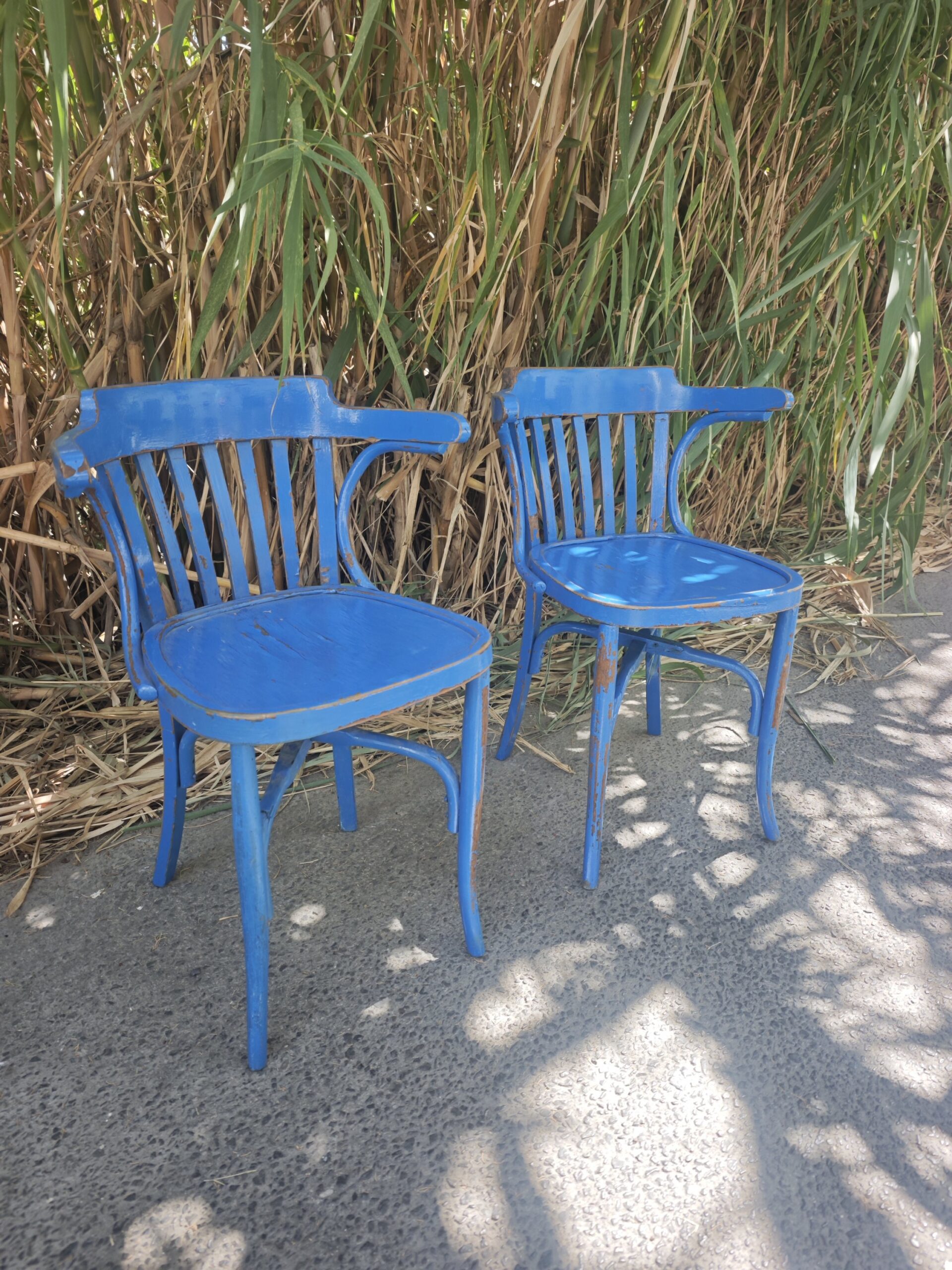 STonet Vintage Bistro Chairs in Blue - French Cafe Style44- Image Sillas Tonet Bistró Vintage en Azul - Estilo Café Francés - Image 4
