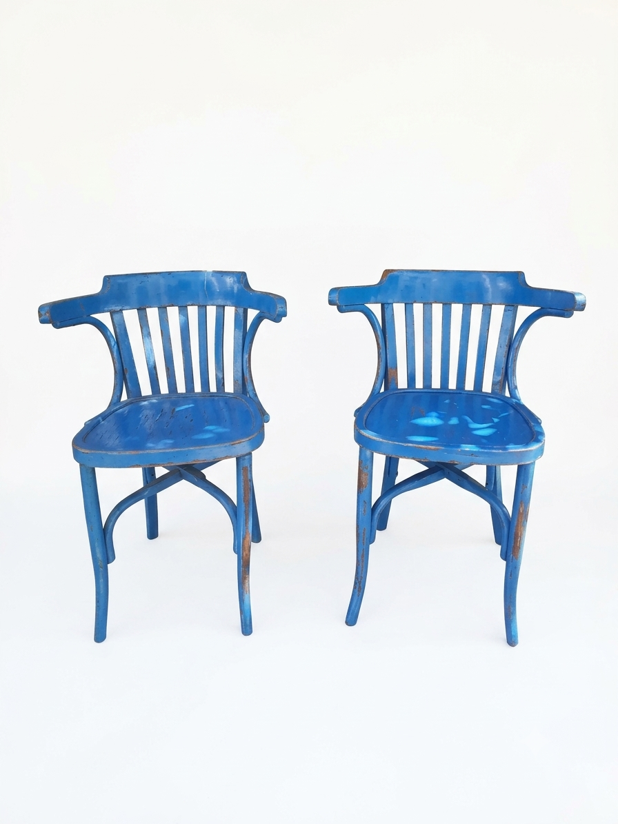 Tonet Vintage Bistro Chairs in Blue - French Cafe Style 1 Sillas Tonet Bistró Vintage en Azul - Estilo Café Francés