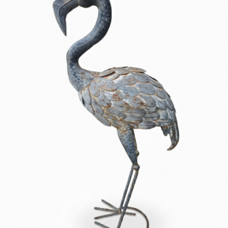 Ornamental Flamenco Sculpture in Embossed Iron Sheet and Industrial Patina