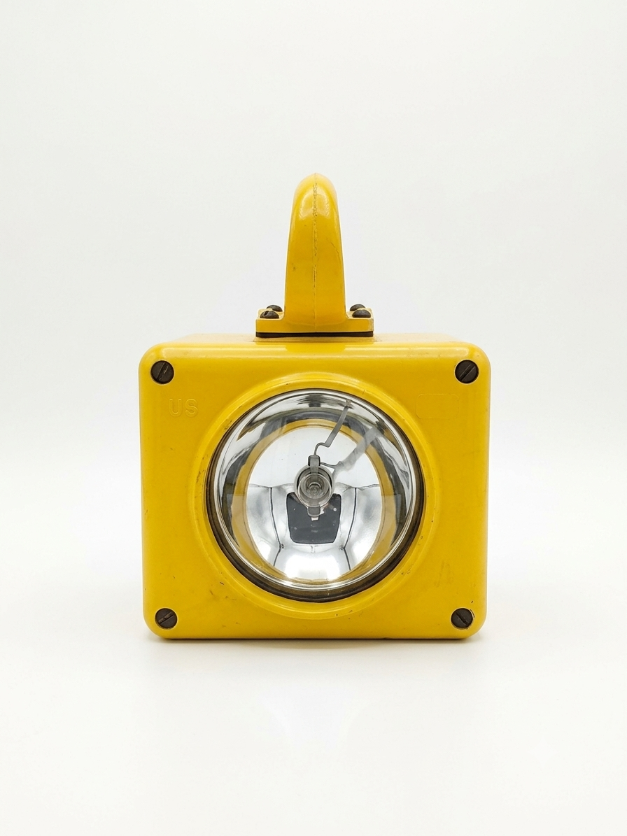 Vintage US Navy Naval Lantern – Yellow Industrial/Maritime Style 1 Linterna Naval Vintage US Navy – Estilo Industrial / Marítimo amarilla