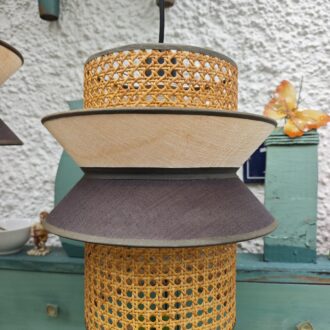 Lámpara Colgante de Ratán y Tela Estilo Pagoda 8 1000672457 2