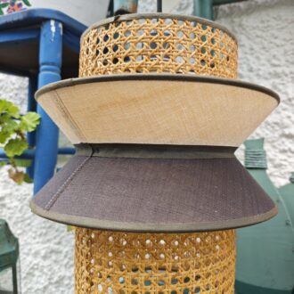 Lámpara Colgante de Ratán y Tela Estilo Pagoda 7 1000672458 1