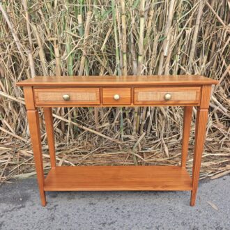 Consola de madera con cajones y rejilla de ratán 7 1000673087 1