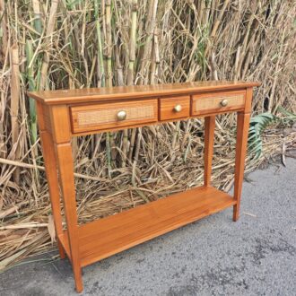 Consola de madera con cajones y rejilla de ratán 6 1000673088