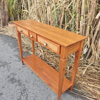 Wooden console with drawers and rattan grid – photo 2