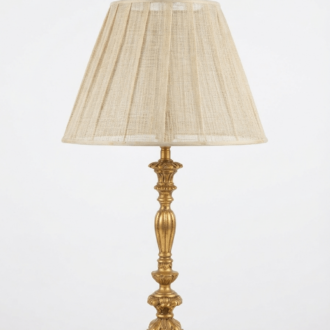 Novedades 25 Lámpara de sobremesa dorada con pantalla plisada de lino beige