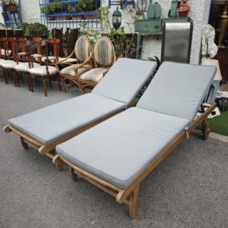 Hamacas de teca colchoneta gris y ruedas 5 1000681268 1
