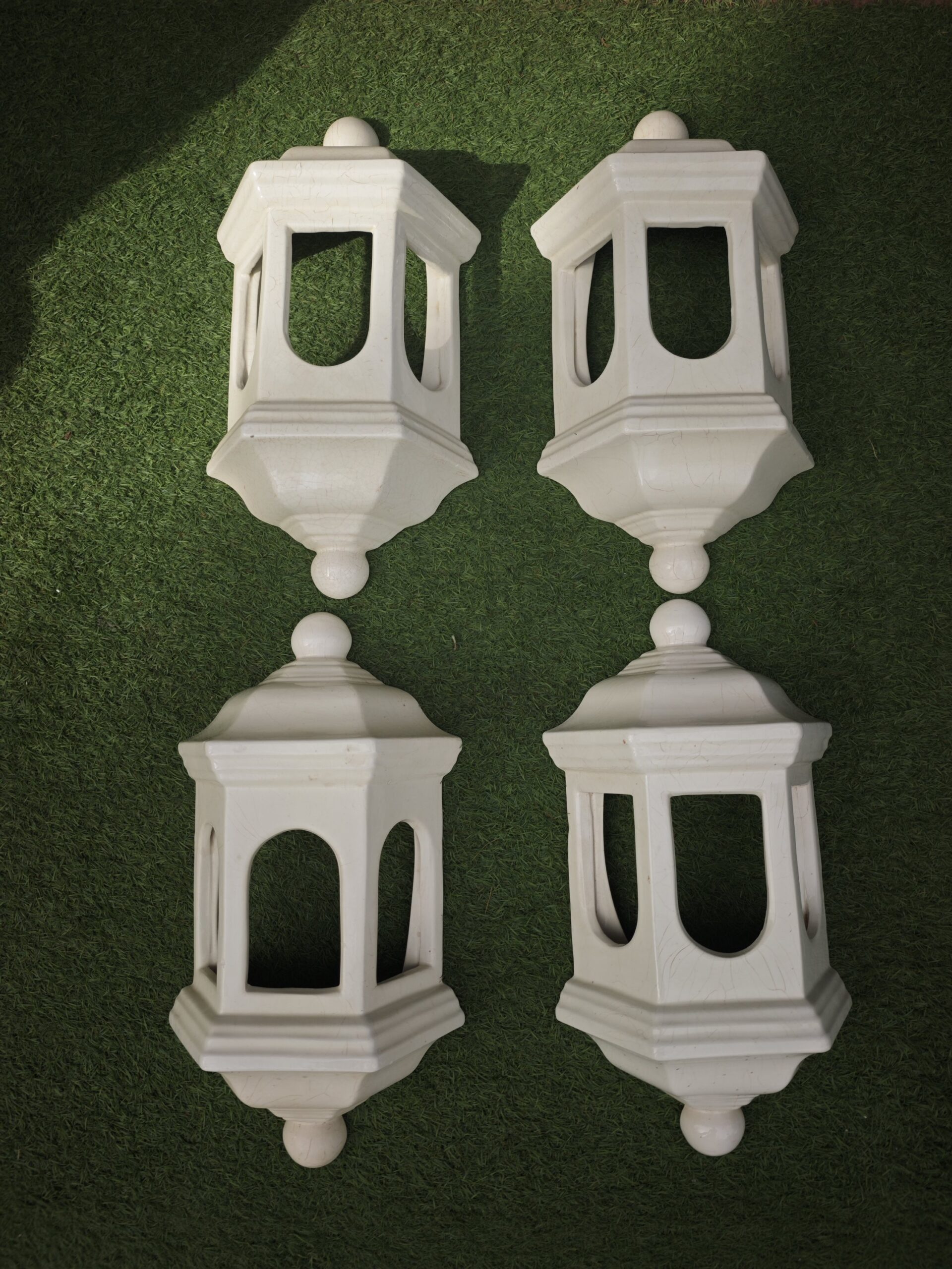 Apliques de pared de cerámica blanca tipo farol 2 Apliques de pared de cerámica blanca tipo farol - Imagen 2
