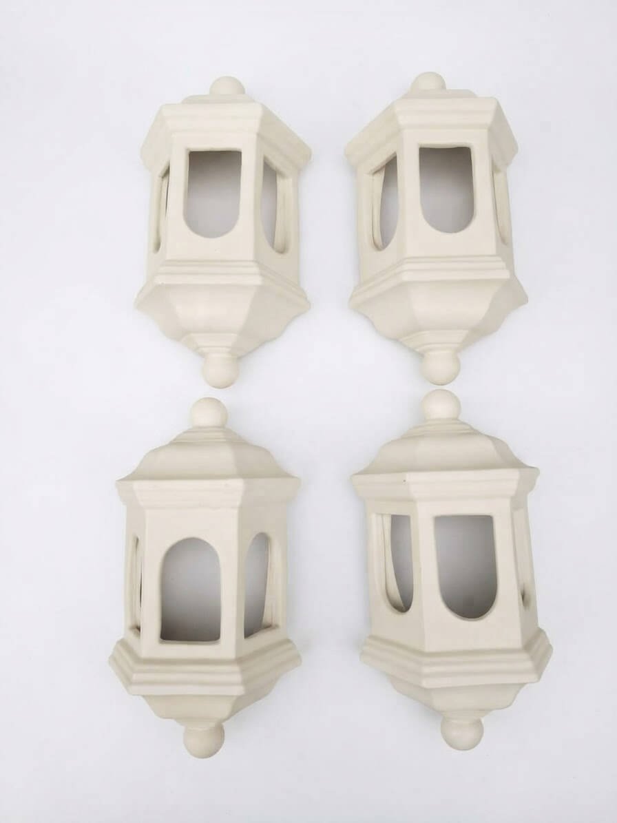 Apliques de pared de cerámica blanca tipo farol 1 Apliques de pared de cerámica blanca tipo farol