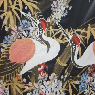Abanico decorativo de pared estilo oriental con grullas y bambú 100cm 8 1000681582