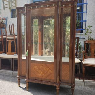 Vitrina italiana Marconi Arte estilo Luis XVI con marquetería floral y espejo 13 1000682218
