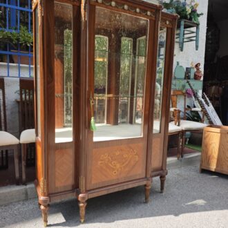 Vitrina italiana Marconi Arte estilo Luis XVI con marquetería floral y espejo 12 1000682220