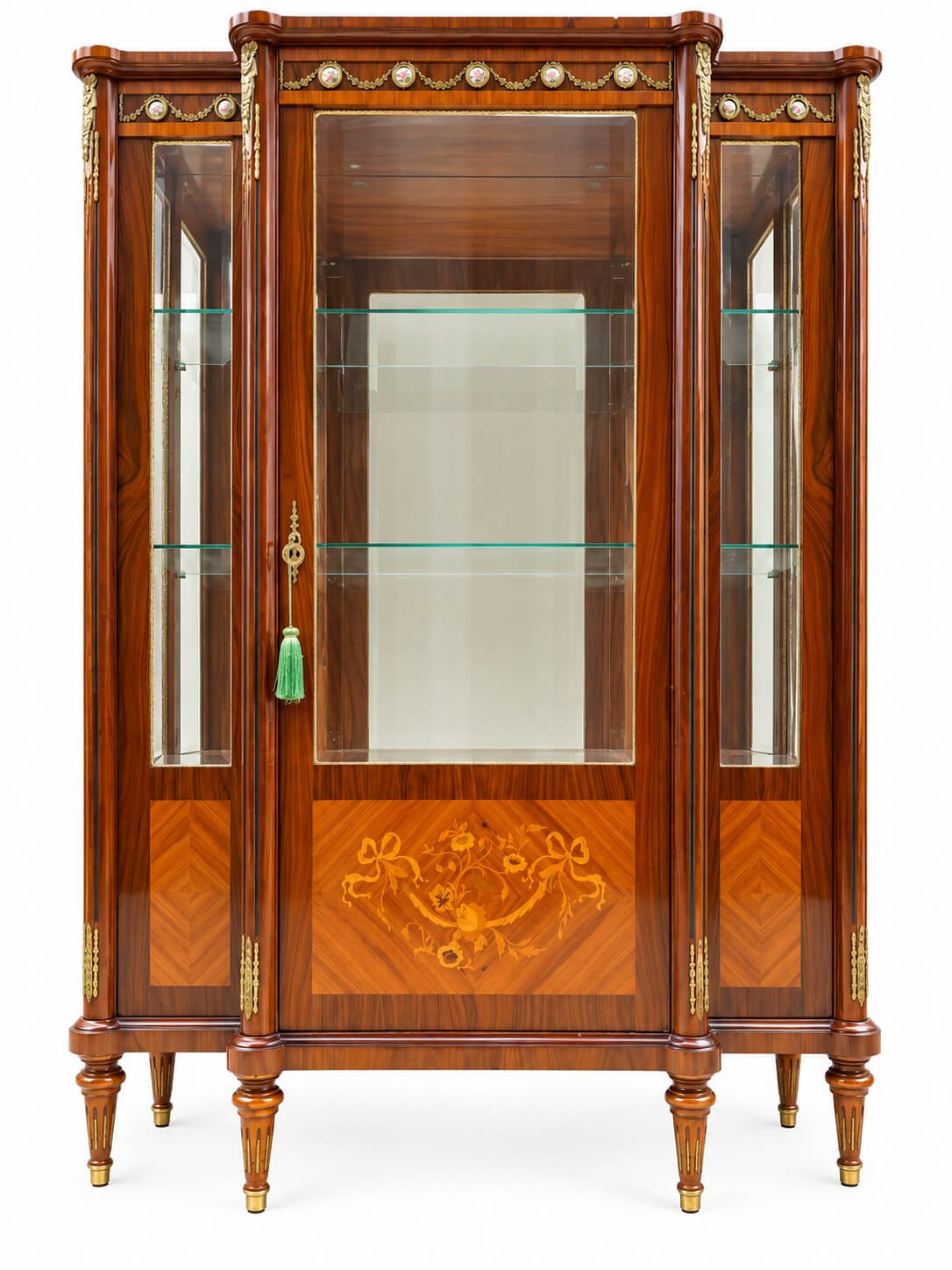 Vitrina italiana Marconi Arte estilo Luis XVI con marquetería floral y espejo 1 Vitrina italiana Marconi Arte estilo Luis XVI con marquetería floral