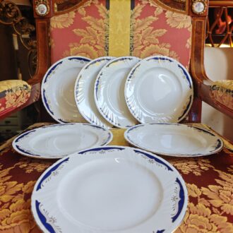 Platos de porcelana Crown Regal azul y oro 4 1000684808