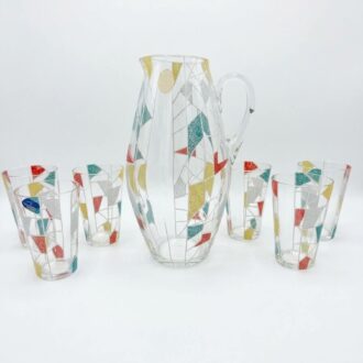 Inicio 17 Juego de jarra y vasos Mid Century alemán años 50