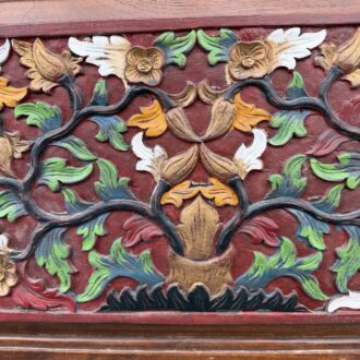 Banco tailandés de madera con arcón y espejo con tallas florales pintadas a mano 10 Banco tailandes 3