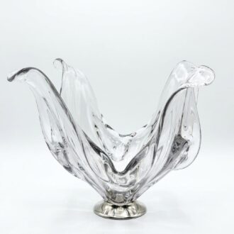 Mid-Century glass centerpiece with metal base