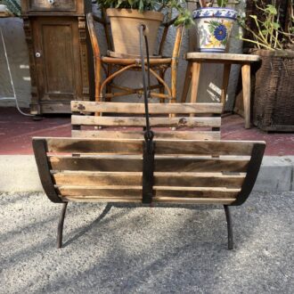 Cesta para leña de madera y hierro envejecido estilo rústico 5 Cesta para lena de madera y hierro envejecido estilo rustico