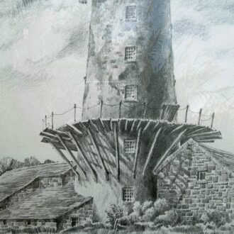 Dibujo original Dennis Williams Molino de Willaston c.1940 2