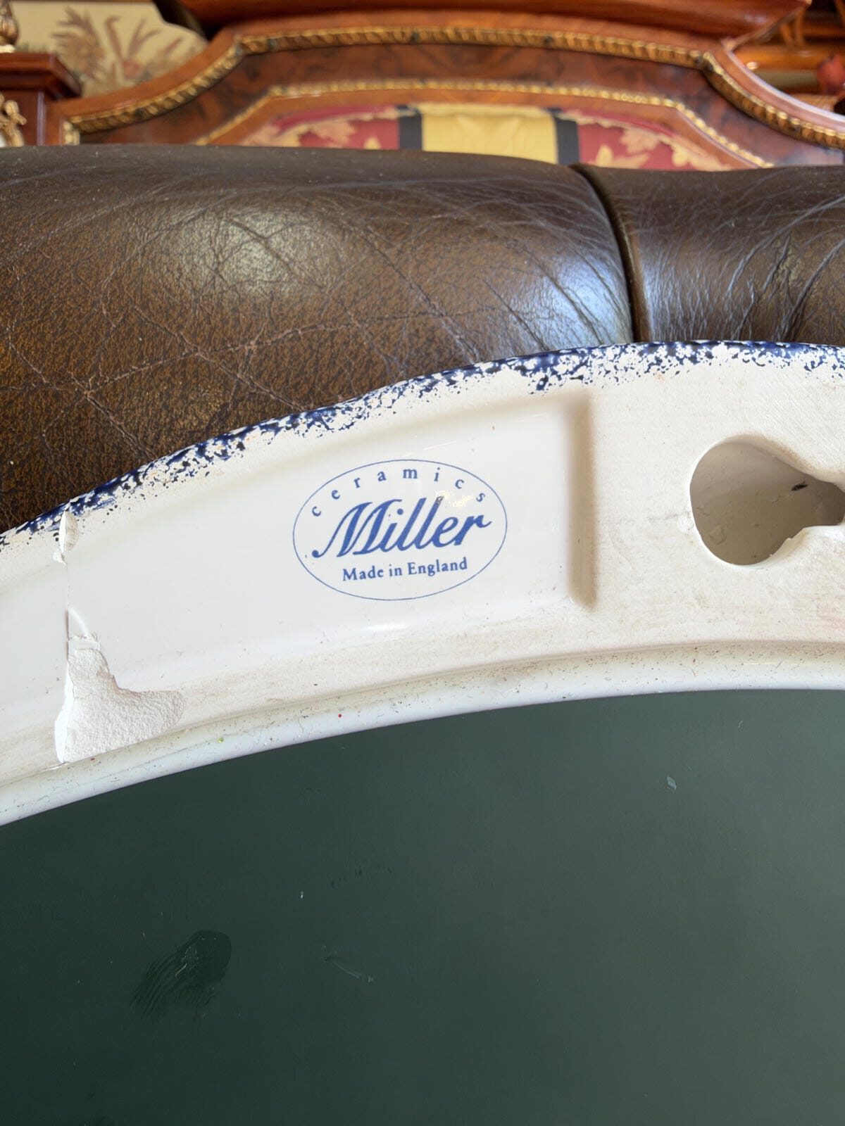 Espejo vintage de cerámica inglesa Miller con flores azules 3 Espejo vintage de cerámica inglesa Miller con flores azules - Imagen 3