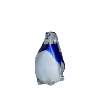 Figura de pingüino de cristal de Murano azul y blanco pequeño