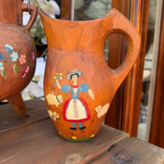 Jarra y Cazuela Vintage de Madera Pintadas a Mano 6 Jarra y Cazuela Vintage de Madera Pintadas a Mano 3
