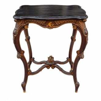 Mesa Auxiliar Antigua Estilo Luis XV de Madera Tallada bicolor