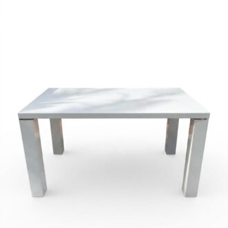 Detachable glossy white rectangular dining table