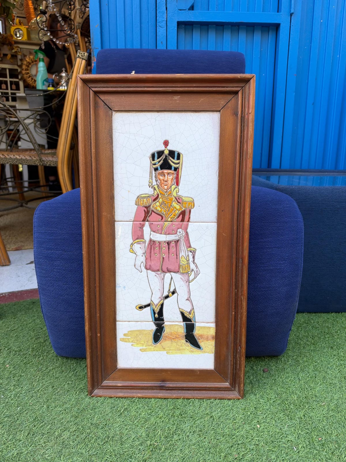 Panel de azulejos vintage con soldado napoleónico 2 Panel de azulejos vintage con soldado napoleónico - Imagen 2
