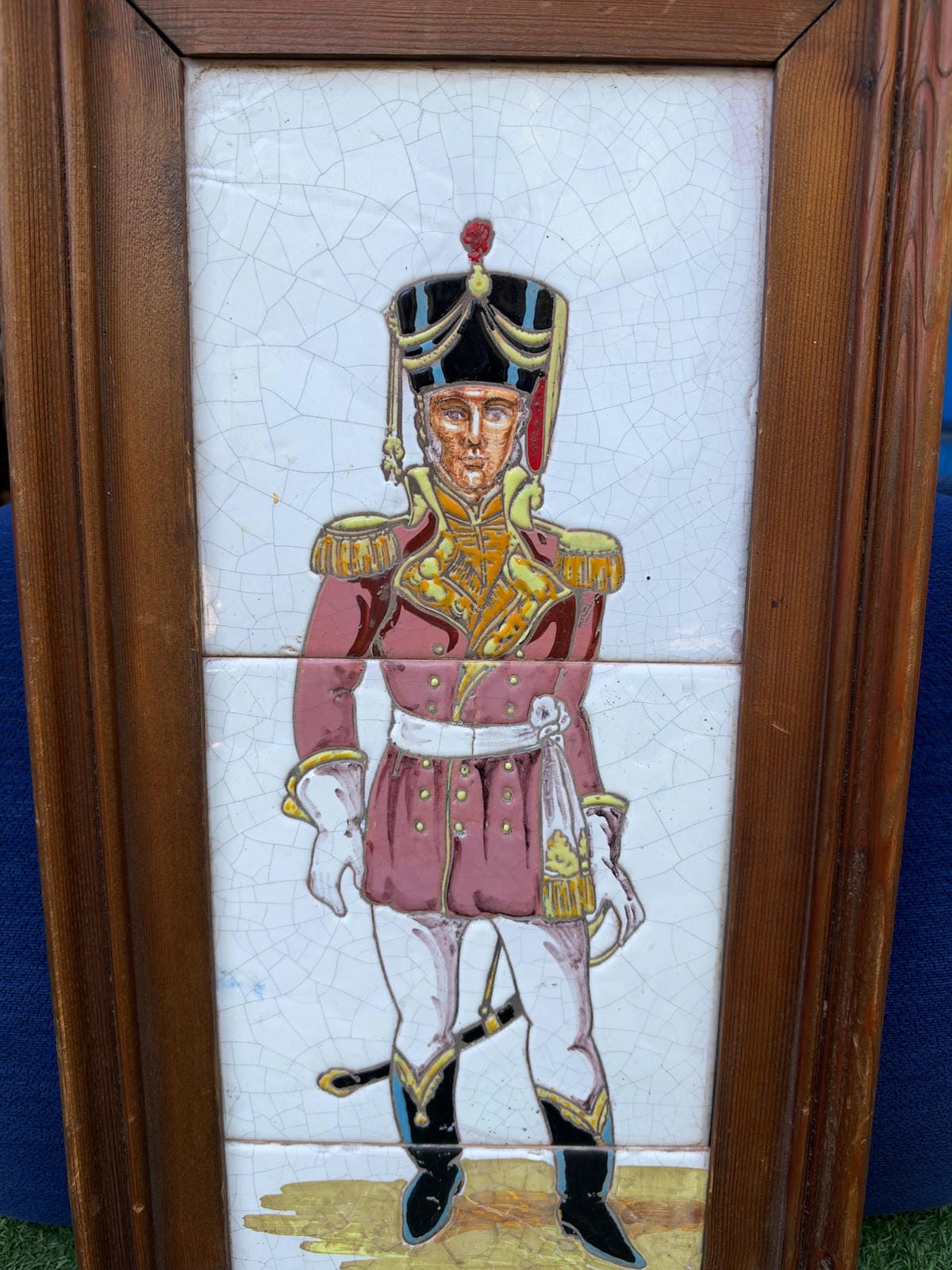 Panel de azulejos vintage con soldado napoleónico 3 Panel de azulejos vintage con soldado napoleónico - Imagen 3