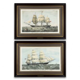 Pareja de cuadros náuticos de barcos veleros Clipper Ship
