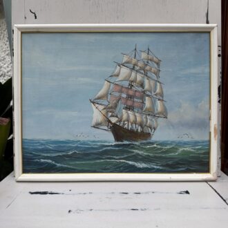 cuadro marinero velero clasico alta mar marco blanco 1