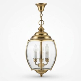 Classic golden metal and glass hanging lantern
