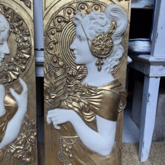 Pareja de bajorrelieves Art Nouveau inspirados en Alphonse Mucha 3 img 4205