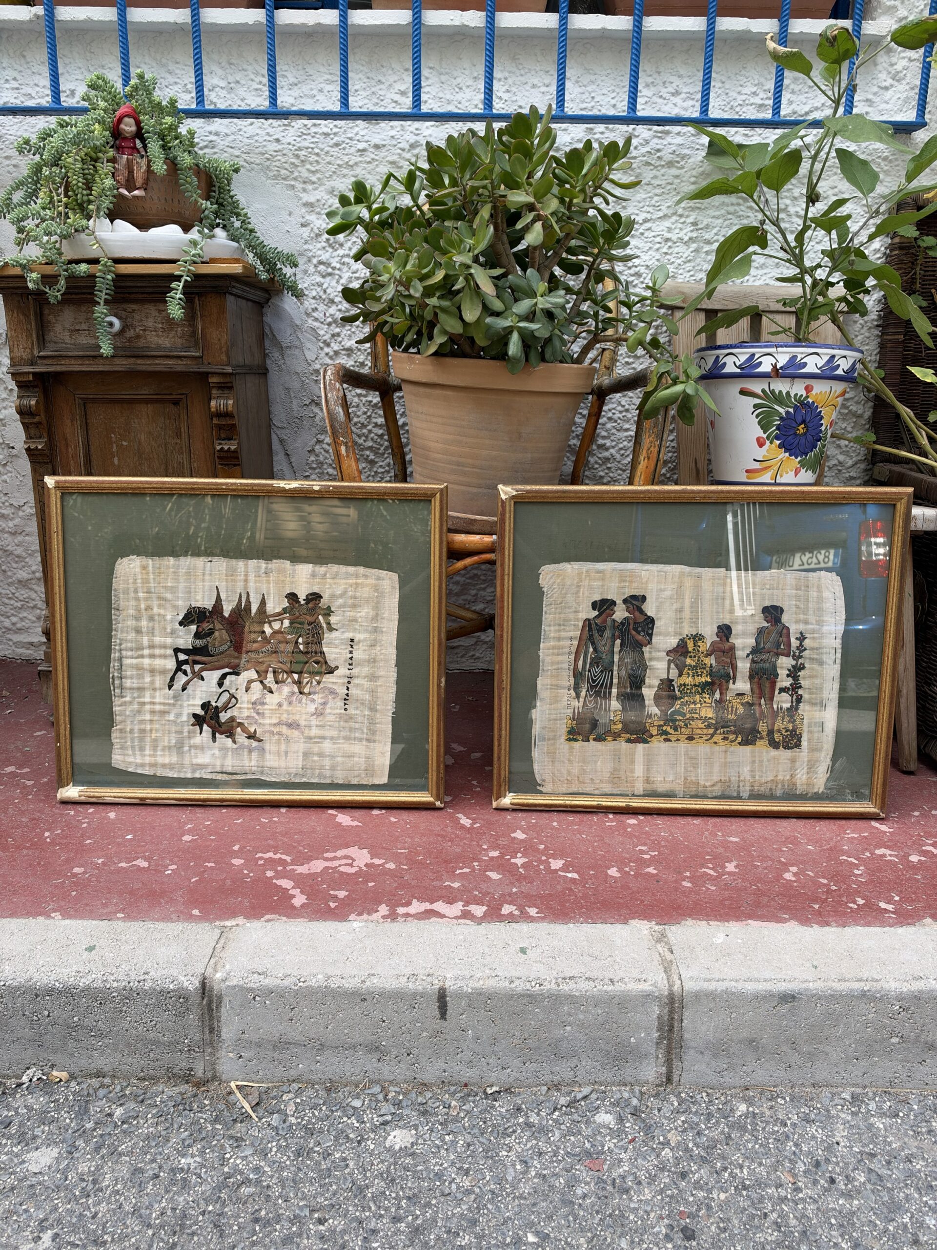 Pareja de cuadros de papiro con escenas de la antigua Grecia – 60 × 50 cm 2 Pareja de cuadros de papiro con escenas de la antigua Grecia – 60 × 50 cm - Imagen 2