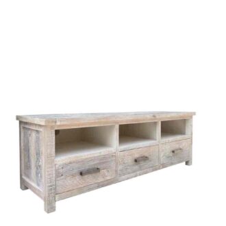Mueble TV Madera de Mango Blanco Decapado
