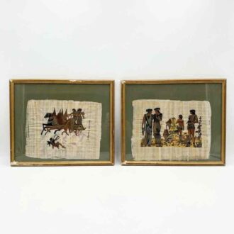 Pareja de cuadros de papiro con escenas de la antigua Grecia – 60 × 50 cm