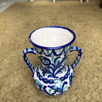 Jarrón de cerámica Fajalauza original 5 jarron ceramica fajalauza dos asas azul verde base