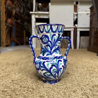 Jarrón de cerámica Fajalauza original 4 jarron ceramica fajalauza dos asas azul verde frontal