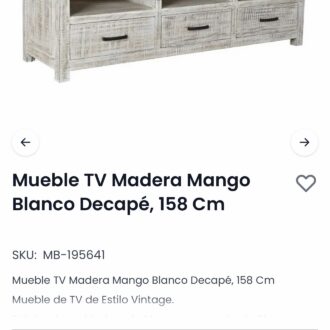Mueble TV Madera de Mango Blanco Decapado 7 mueble tv madera de mango blanco decapado 2